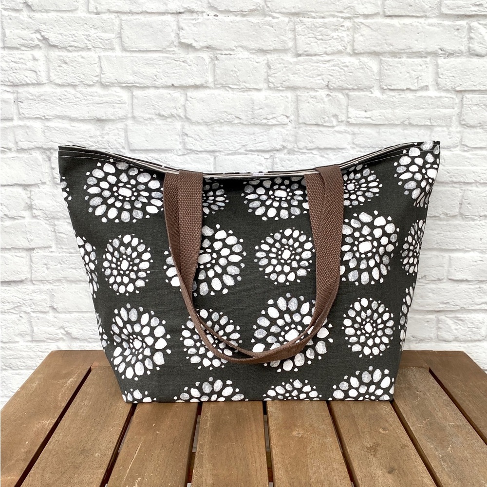 Handmade Foldable Travel/Market Tote - Black Shibori